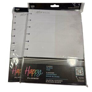 Set Of Two Happy Planner Celestial Elegance Classic Block Pad 100 Pages Per Pad